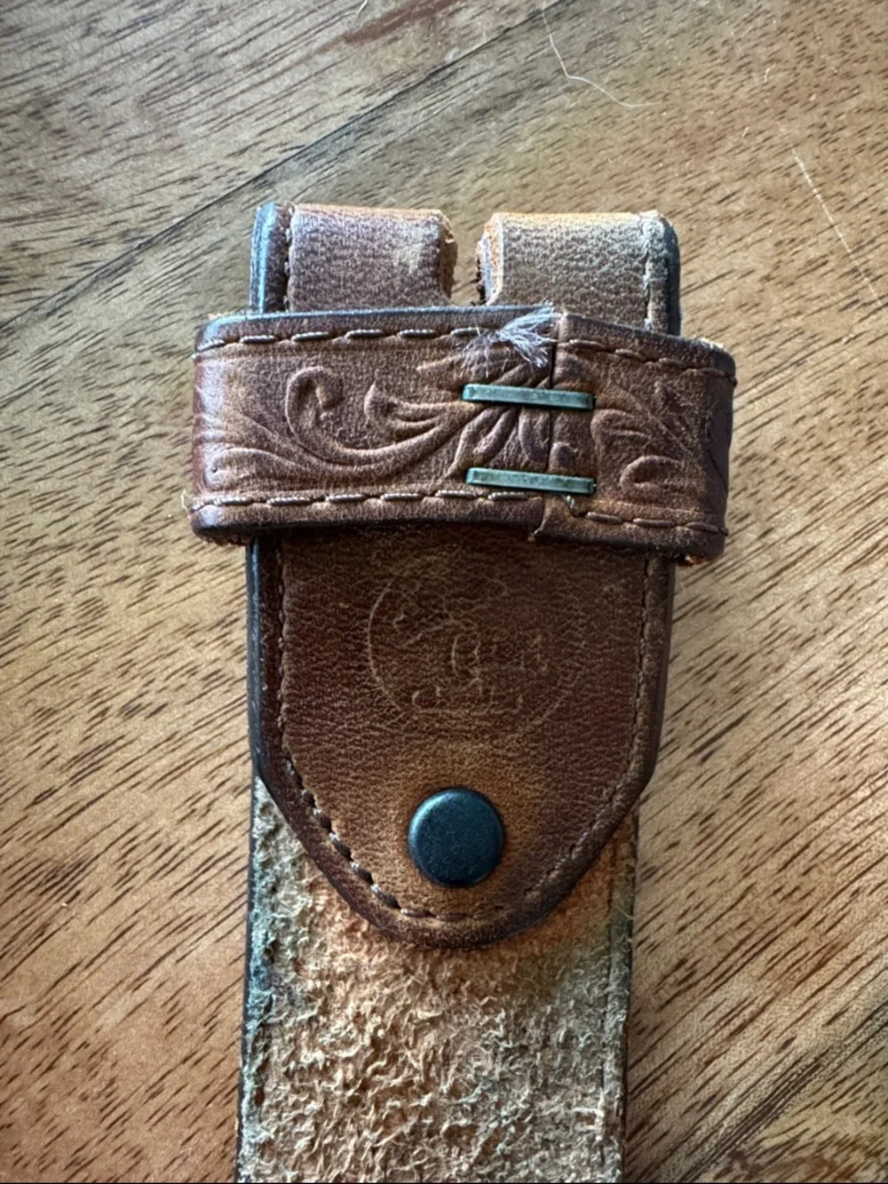 Silver Creek Tooled Leather Belt Brown Western Made USA 43”